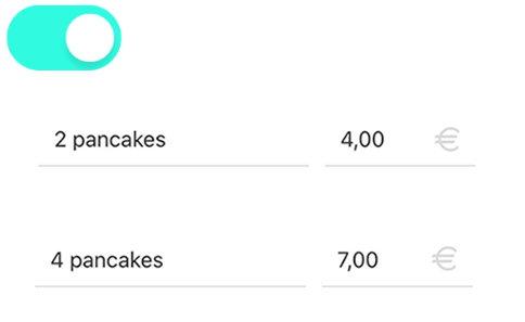 Exemple de plusieurs prix pour un même plat