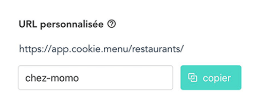 Création d’un lien personnalisé pour le menu en ligne